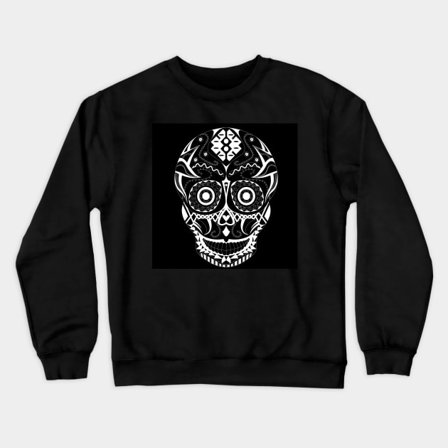 dark sugar skull in pattern ecopop Crewneck Sweatshirt by jorge_lebeau